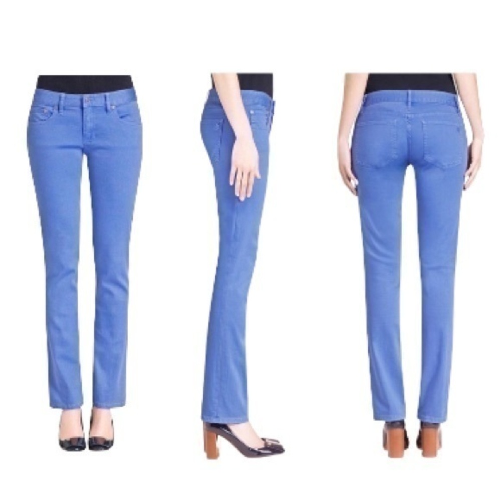 Tory Burch Magda Cropped Jeans Faded Wedge Blue 25